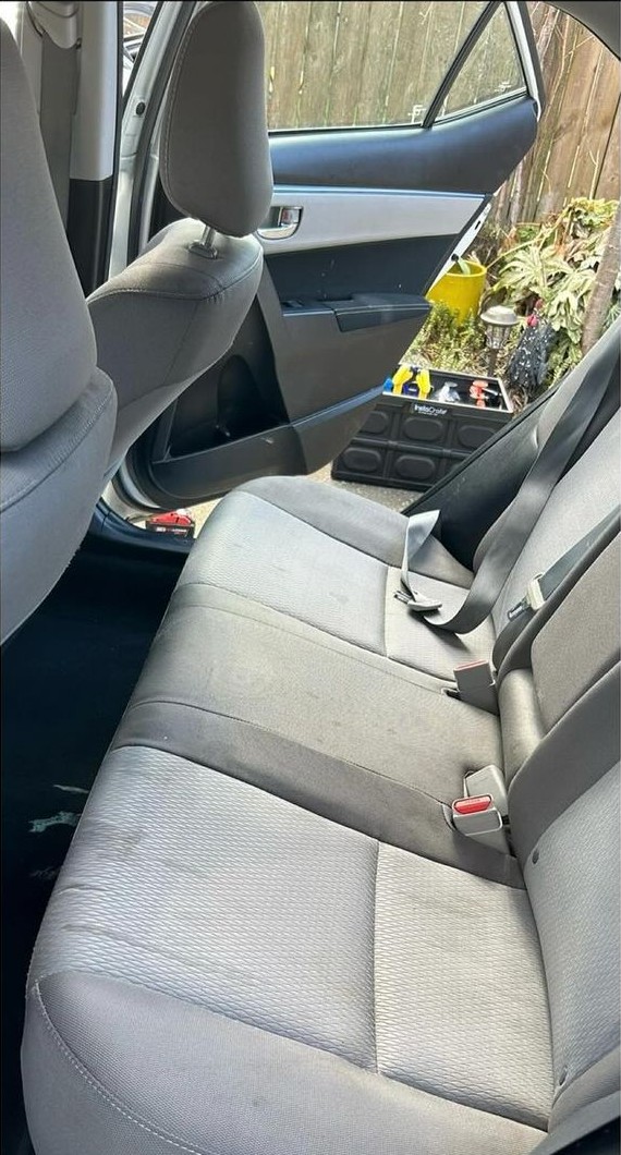 Rear seat after cleaning, stains removed